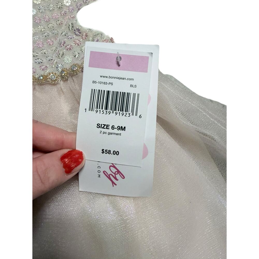 Bonnie Jean Baby Pink Tulle Sequin Dress Size 6-9 Month NWT - Picture 3 of 3